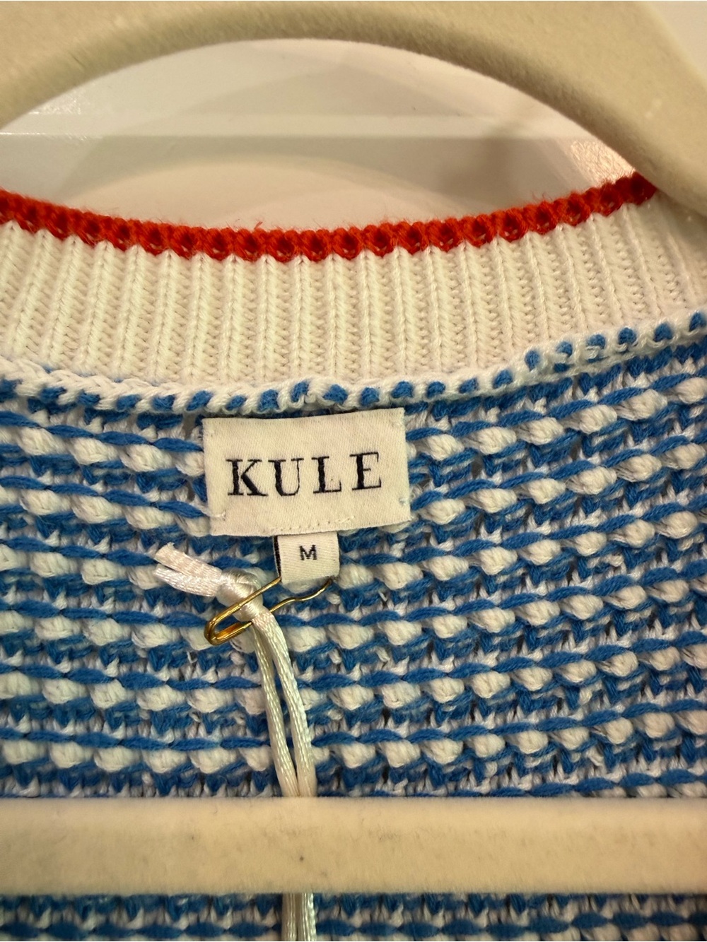 KULE The Virginie Knit Sweater Dress in White/Royal Blue - Picture 3 of 7